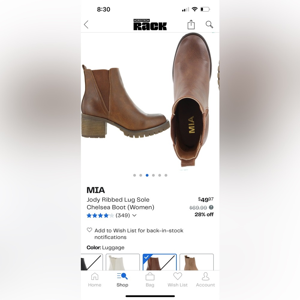MIA Jody Ribbed Lug Sole Chelsea Boot Brown 8.5